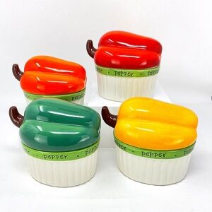Judy Phipps Pepper Covered Oval Dish Certified International Set of 4